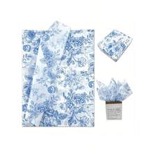 ZS50 Sheets Blue Floral Tissue Gift Wrapping Paper - 14x20 Inch Chinoiserie Vintage Blue White Peony Rose Design High-Quality Durable Paper For Birthdays Weddings Parties DIY Crafts Bouquet Wrapping Paper Special Occasion Decor Elegant Packaging Quality Craft MaterialZS - 彩色 - 查看 3