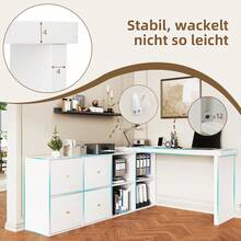 Home Office Desks - White + MDF - View 7