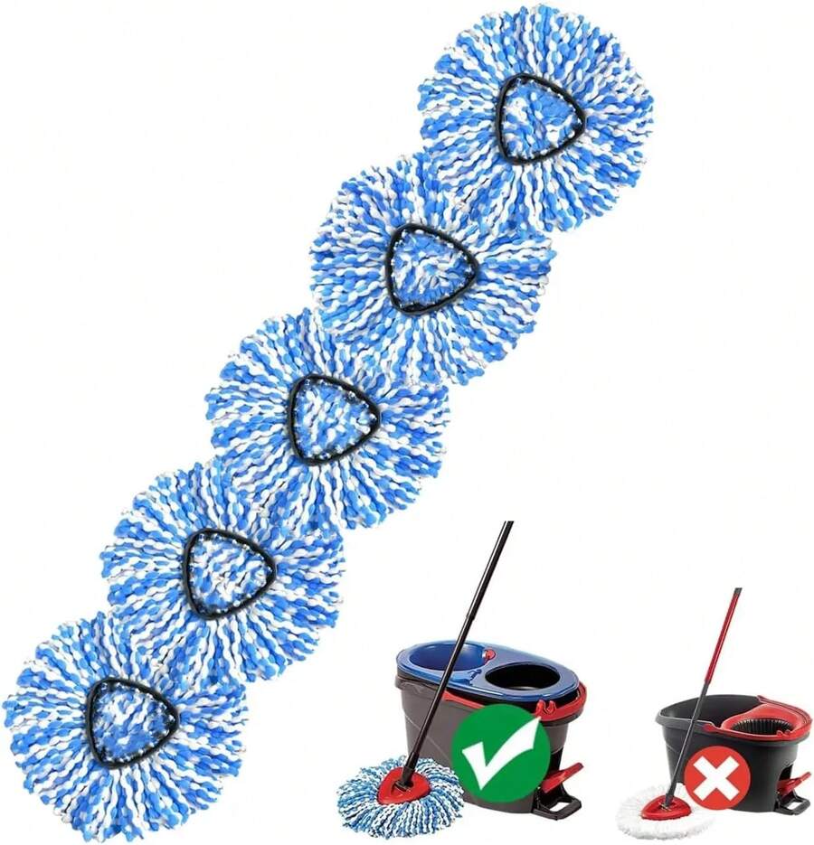 5PCS Mop Refill Heads Microfiber Spin Mop Replacements 2 Tank System Compatible Machine Washable Easy Clean Household Items - 1 - 查看 1