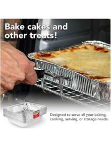 10个/20个装长方形锡箔托盘，一次性铝箔烤盘，适用于空气炸锅和烤箱 - 查看 2