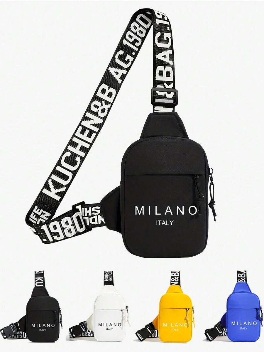 And Personalized New Men's Milan Printed Chest Waist Bag, Convenient For Carrying, Shoulder Mobile Phone Bag, Casual And Versatile Commuting Crossbody Bag - Multicolor - View 1