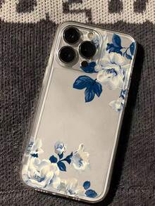 Ốp lưng điện thoại TPU chống sốc, che phủ toàn diện, họa tiết hoa tối giản màu xanh dương và trắng, cá nhân hóa, tương thích với Apple 17, 16, 15, 14, 13, 12, 11 Pro Max, Air, áp dụng cho dòng sản phẩm này. Phiên bản quốc tế, không phải phiên bản nội địa. - Trong sáng - Xem 3