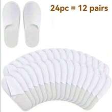 12只装一次性白色家居拖鞋，男女通用SPA拖鞋，酒店大宗拖鞋，适合客人使用，防滑鞋底，闭趾设计，毛绒绒的客用拖鞋，无需电源，适用于浴室、婚礼、居家无鞋保暖、闺蜜节、狗狗、嘉年华、派对装饰、鞋子、春夏精选、伴娘礼物、房间、卧室装饰、海滩、旅行、男士、女士、度假、可爱小物、母亲节礼物、卧室装饰、花园、厨房装饰、夏季、海滩、旅行必备、房间装饰、软萌、毕业季 - 白色 - 查看 13