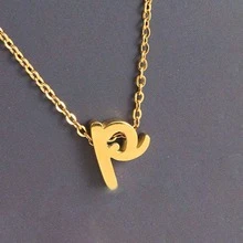 1pc Minimalist Stainless Steel 26 Initial Letter Necklace Pendant, Suitable For Commuting And Daily Wear - Yellow Gold - View 22