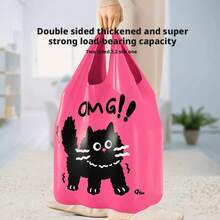 100个/包 粉色可爱黑猫抽绳垃圾袋，加厚耐用防撕裂易拉式家用垃圾袋 - A - 查看 1