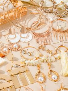 TopHanqi Bộ khuyên tai phong cách Bohemian đựng trong hộp kín, khuyên tai kim loại hình học đính đá, khuyên tai vòng lớn ngoại cỡ, phù hợp cho nữ giới đeo hàng ngày, đi làm, hẹn hò, dự tiệc, làm quà tặng. - Nhiều màu - Xem 8