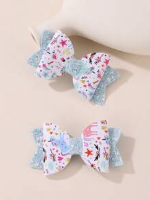 2 chiếc kẹp tóc nơ xinh xắn cho bé gái, có đính kim tuyến, thích hợp để sử dụng hàng ngày vào mùa xuân và mùa hè. - Nhiều màu - Xem 6