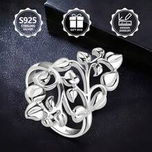 S925 Silver Leaf Design Ring For Women, Minimalist Style Gift - Silver - View 4