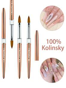 Cọ vẽ móng acrylic Olasalon 100% lông chồn nguyên chất, thích hợp cho việc tự làm móng tại nhà và salon, cán hợp kim nhôm mạ vàng. - Đồng - Xem 2