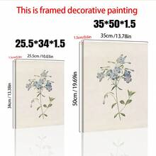 一套三幅复古蓝色植物画廊墙面艺术印刷品，乡村风格墙面装饰，花卉艺术帆布海报，乡村农舍风格装饰，适用于客厅、卧室、厨房、餐厅、咖啡厅、家庭办公室、走廊、家居和房间装饰 - 彩色 - 查看 4