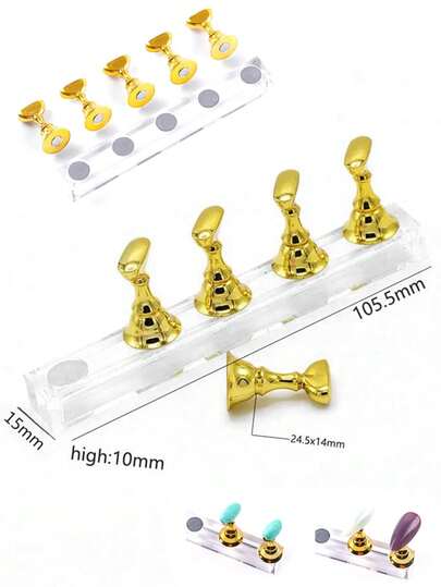 一套磁性美甲支架，用于展示按压式美甲贴片，假指甲支架，适用于美甲练习和初学者亚克力美甲工具