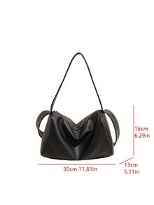 Casual Tote Bag, Fashion Large Square Bag, Pu Leather Shoulder Bag For Women - Black - View 10