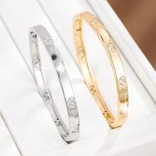 1pc Fashion Heart-Shaped Arrangement Design Cubic Zirconia Inlaid Women's Bracelet, Holiday Gift - Multicolor - View 6