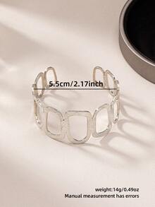 1. 几何方形镂空手镯，采用独特的金属开口设计，适合日常休闲佩戴（不含礼盒） - 均碼 - 查看 7