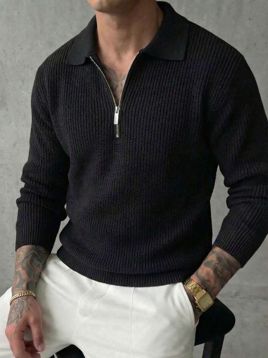 Áo len dài tay cổ 7 khóa kéo thời trang dành cho nam, mùa thu/đông