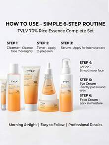 6pcs Rice Essence Hydrating Moisturizing Nourishing Brightening Skincare Set Natural - Specification - View 3