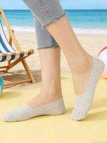 chuanwa（2） 1/5/10 Đôi tất nữ mỏng, khoét lỗ, thoáng khí, kiểu dáng casual, ren, thích hợp sử dụng hàng ngày - Nhiều màu - Xem 6