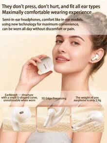 Lenovo EA166 Bluetooth 5.4 Earphones: High-Quality Sound, Smart Super-Clear Call Noise Cancellation, IPX5 Waterproof And Sweat-Proof Rating, Ultra-Low Latency. - Cherry Blossom White - View 7