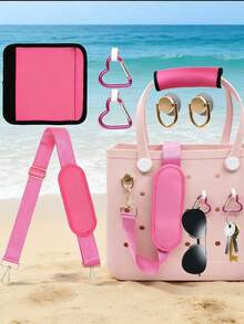 尼龙手柄包装包带，可拆卸，适用于博格包和其他包袋，沙滩包挂钩和迷你便携包挂钩，轻便可替换旅行配件，多色通用沙滩包钥匙扣防丢配件，可重复使用旅行配件，方便快速找到钥匙 - 彩色 - 查看 2