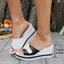 Dép lê đế xuồng hai tông màu thời trang nhẹ, mẫu mới năm 2026 dành cho nữ. - Đen và trắng - Xem 7