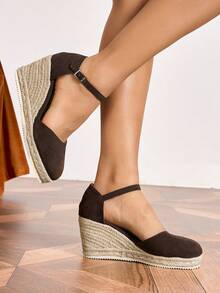 2023 Spring/Summer New Fashion Thick Bottom Woven Wedge Sandals For Women - Brown - View 3