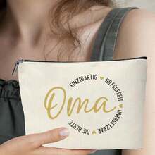 1pc Cosmetic Bag, Small Toiletry Bag, Mini Makeup Bag, Text Decor Storage Pouch, Suitable For Women/Girls Travel, Small Accessories, Modern - Letter Design - View 3