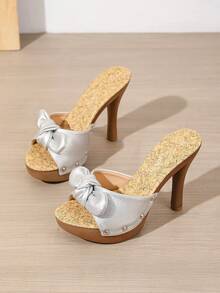 夏季厚底凉鞋，韩版高跟凉鞋，厚底单带百搭时尚户外高跟凉鞋，女士 - 銀色 - 查看 6