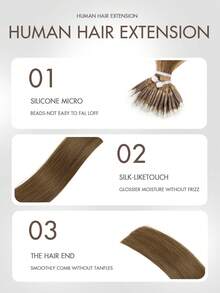 12-24 Inch Nano Ring Hair Extensions, Invisible Nano Tip Hair Extensions, Natural Looking Real Human Hair Extensions - S6 - View 4