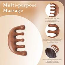 2pcs Wooden Facial & Head Massage Set - Ergonomic Double-Finger Design, Head Comb, Unisex For Scalp, Face & Body Massage - Multicolor - View 4