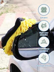 Double-Sided Car Washing Gloves, Waterproof Lining, Made Of Microfiber And Faux Wool, Won't Scratch, Helps Produce Foam, Ideal For Car Detailing, Washing And Drying, A Useful Car Cleaning Tool - A - View 4