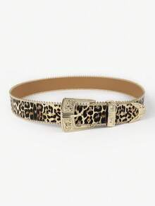 1pc Floral PU Leather Casual Belt For Women, With Fashionable Metal Buckle, Studded Decoration, Versatile Everyday Wear Halloween Leopard Print Summer, School Fall, Autumn, Halloween - Nhiều màu - Xem 2
