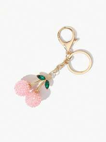 1pc Women's Elegant Alloy Crystal Cherry Keychain, Rhinestone Simulated Cherry Bag Charm Gifts For Mother, Father, Graduation, And Teacher - Multicolor - View 4