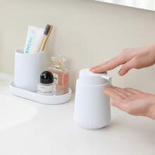 3 pièces Set d'accessoires de salle de bain, distributeur de savon, porte-brosse à dents, plateau, décoration minimaliste moderne pour l'organisation du comptoir de salle de bain - Noir - Voir 8