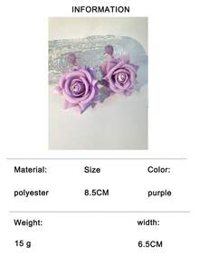 imoli 一对波西米亚风涤纶拉菲草3D玫瑰花耳环,小众礼物,适合女性海滩度假 - 彩色 - 查看 16