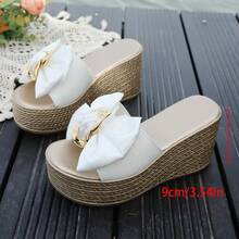 Giày sandal đế xuồng dày dặn, kiểu dáng thời trang mùa hè, chất liệu lưới thoáng khí, thoải mái, giúp tăng chiều cao, dành cho nữ cỡ lớn. - trắng - Xem 2
