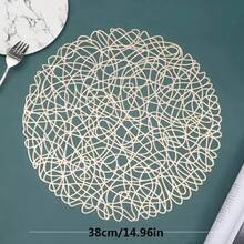 Set de 1/2/4 piezas de individuales de PVC con diseño de cuerda, aptos para cocina, mesa de comedor, interior/exterior, lavables, resistentes al calor, fáciles de limpiar, aplicables para bodas, campamentos, fiestas y días festivos - Multicolor - Ver 9