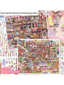 Extra Large Vintage General Store Scenery Stickers, Miniature Goods Storage Series Stickers, 3D Positioning Line DIY Decorative Collage Stickers - Rectangle - View 13