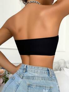 2 piezas Sujetadores de mujer con cierre frontal acanalado de coloresúltiples, sujetadores inalámbricos acolchados con broche frontal, sujetadores sin tirantes - Multicolor 2 - Ver 7