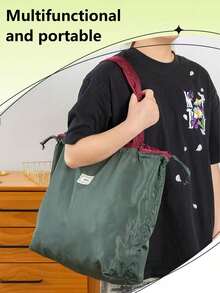 3个装可重复使用购物袋，加厚耐用，方形底部可直立，手提袋，可折叠，单肩手提，便携，适合超市购物，大容量 - 彩色 - 查看 7