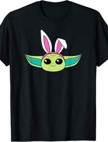 Camiseta con orejas de conejo de Pascua de Grogu, Esenciales - Negro - Ver 1