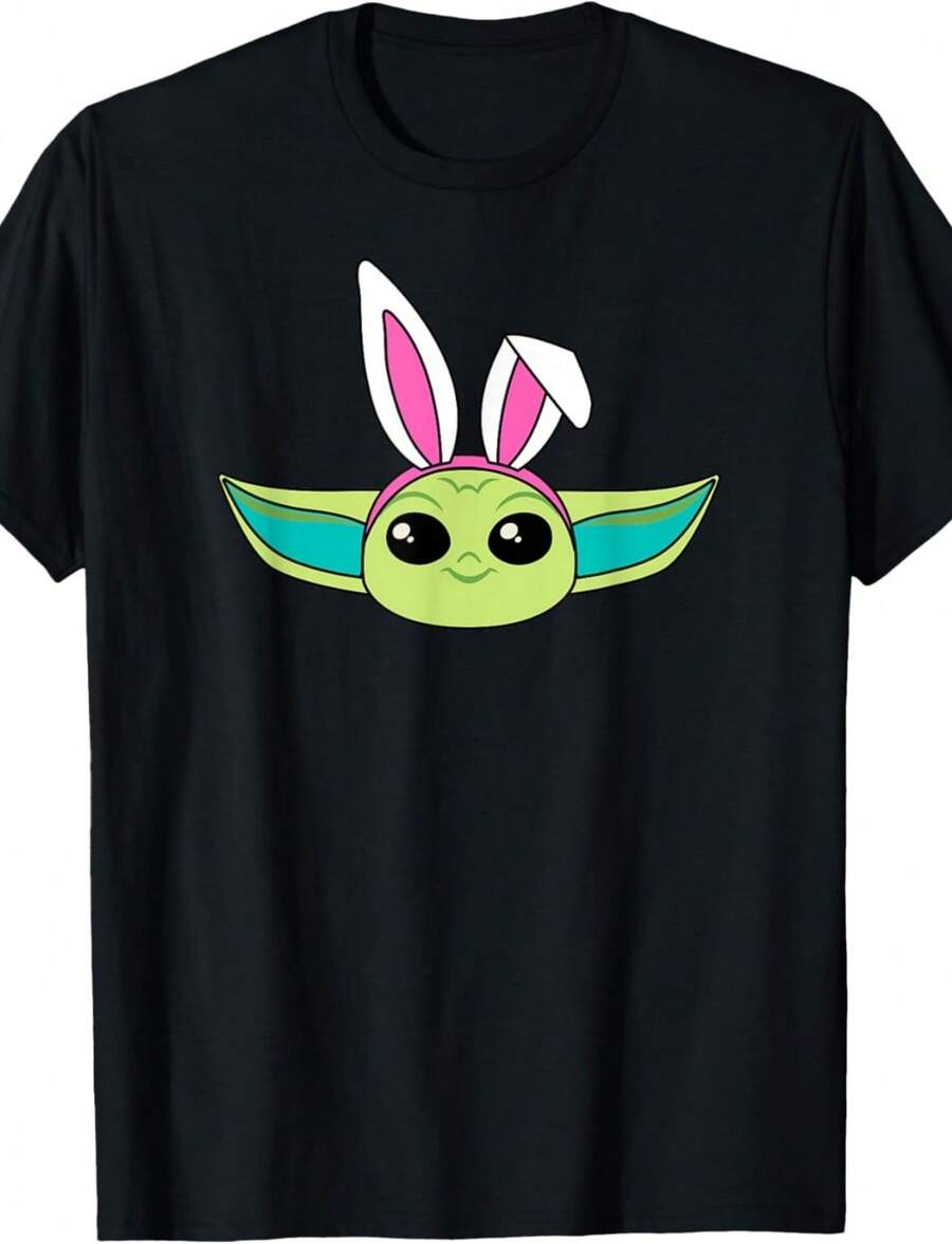 Camiseta con orejas de conejo de Pascua de Grogu, Esenciales - Negro - Ver 1
