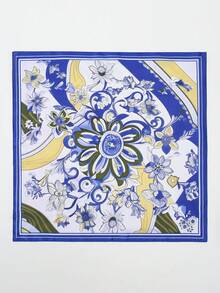 1pc 70cm Bandana Scarf With Retro Floral Print - Multicolor - View 6