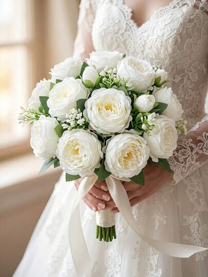 1/3/6 Pcs Artificial Peony Rose Bouquet, Suitable For Wedding Decoration, Indoor Decoration, Autumn Decoration, Garden Autumn Decoration, Bridal Bouquet, DIY Cake Decoration, Wreath Making, Bedroom Vase Decoration, Outdoor Garden Decoration For Autumn, Birthday Party, Event Decoration, Valentine's Day Gift And New Year Decoration