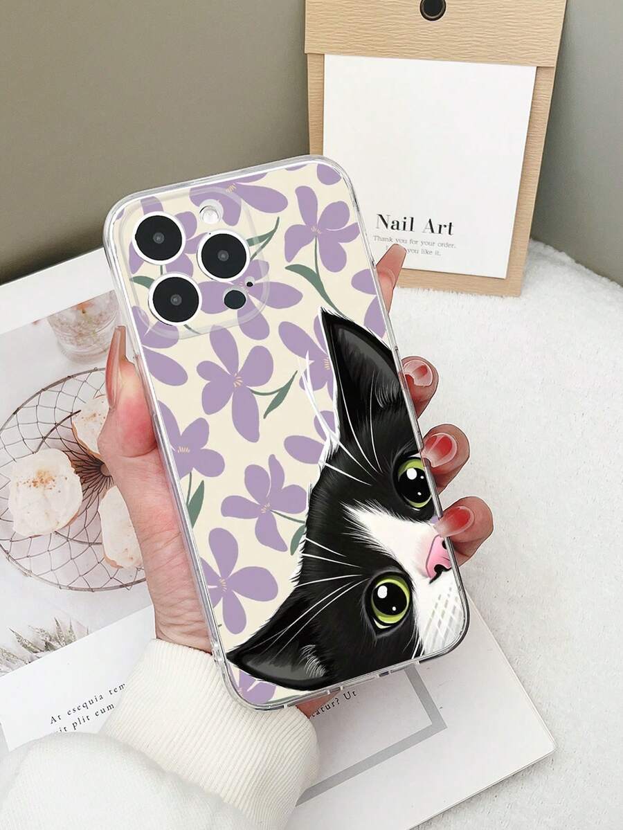 1 chiếc ốp lưng điện thoại TPU trong suốt chống rơi, họa tiết mèo và hoa nhiều màu sắc, tương thích với iPhone 15/15Pro/15Plus/15ProMax/16/16Pro/16Plus/16ProMax/17/17Pro/17ProMax, Galaxy S23 Ultra/A14/A24, điện thoại Android Note 12 Pro/Pixel 8/8 Pro - Nhiều màu - Xem 1