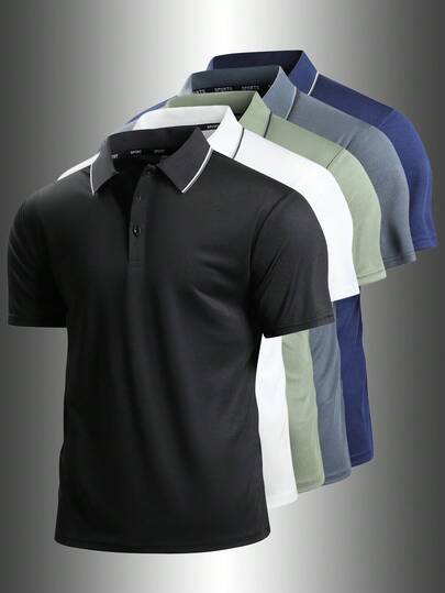 1pc Boyfriend Style Men's Soft Breathable Running, Fitness, Golf, Casual Short Sleeve Polo Shirt, Summer