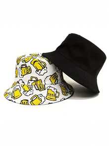 1 chiếc mũ tai bèo hai mặt in hình bia thời trang, thích hợp cho các hoạt động ngoài trời, du lịch, nghỉ dưỡng, đi biển. - A - Xem 9