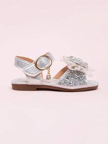 2026 New Girls Sandals, Children Princess Shoes With Rhinestone Bow, Little Girl Student Beach Shoes, Summer - Silver - View 4