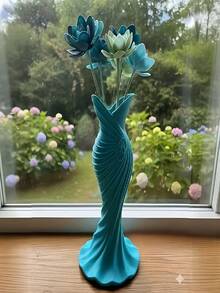 1个塑料花瓶，白色不易碎花瓶，适用于郁金香、玫瑰和其他鲜花，家居装饰，客厅、餐桌礼品，生日、毕业典礼、房间装饰，玻璃花瓶 - 多色 - 查看 10