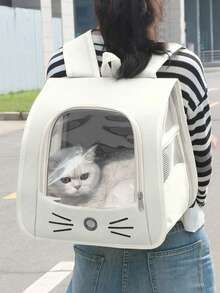 1 chiếc Balo mèo trong suốt cỡ lớn, Túi đựng thú cưng di động có lỗ thông gió, Túi du lịch cho mèo/chó có dây đeo thoải mái, Đồ dùng cho thú cưng - Màu xanh lam - Xem 12