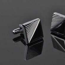 Men's Square Plaid Cufflinks, New Arrival Simple Stripe Check Cuff Links For French Dress Shirts, Fashion Personality Business Casual Jewelry Accessories - Silver - View 8
